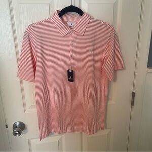 Johnnie O Hunter Fairway Polo Shirt Boys 14 Large Madras Orange White Striped